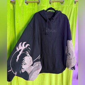 Dollskill Inuyasha Kimono Hoodie Print Anime Embroidered Size Large Black Kagome